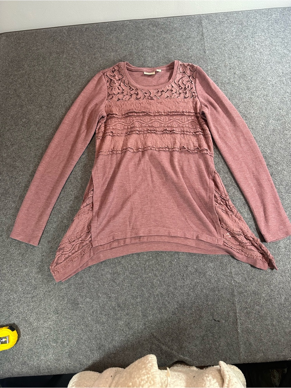 LOGO by Lori Goldstein Pink Lace Tunic Top